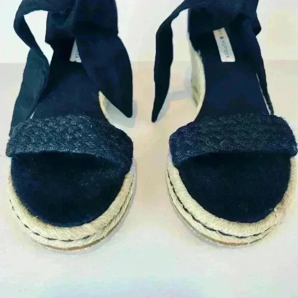 Tommy Hilfiger Espadrille Wedge Plaid Ankle Tie Heeled Sandals - Picture 3 of 6